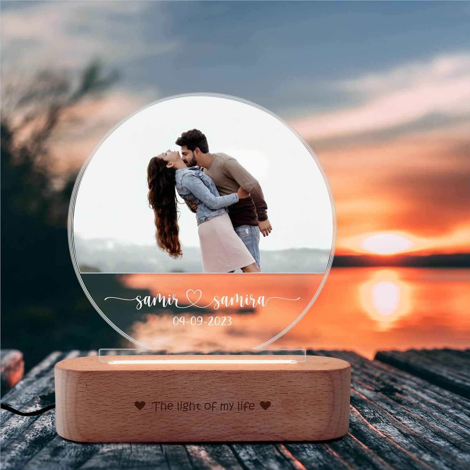 Customized Half Moon Couple Lamp - 2