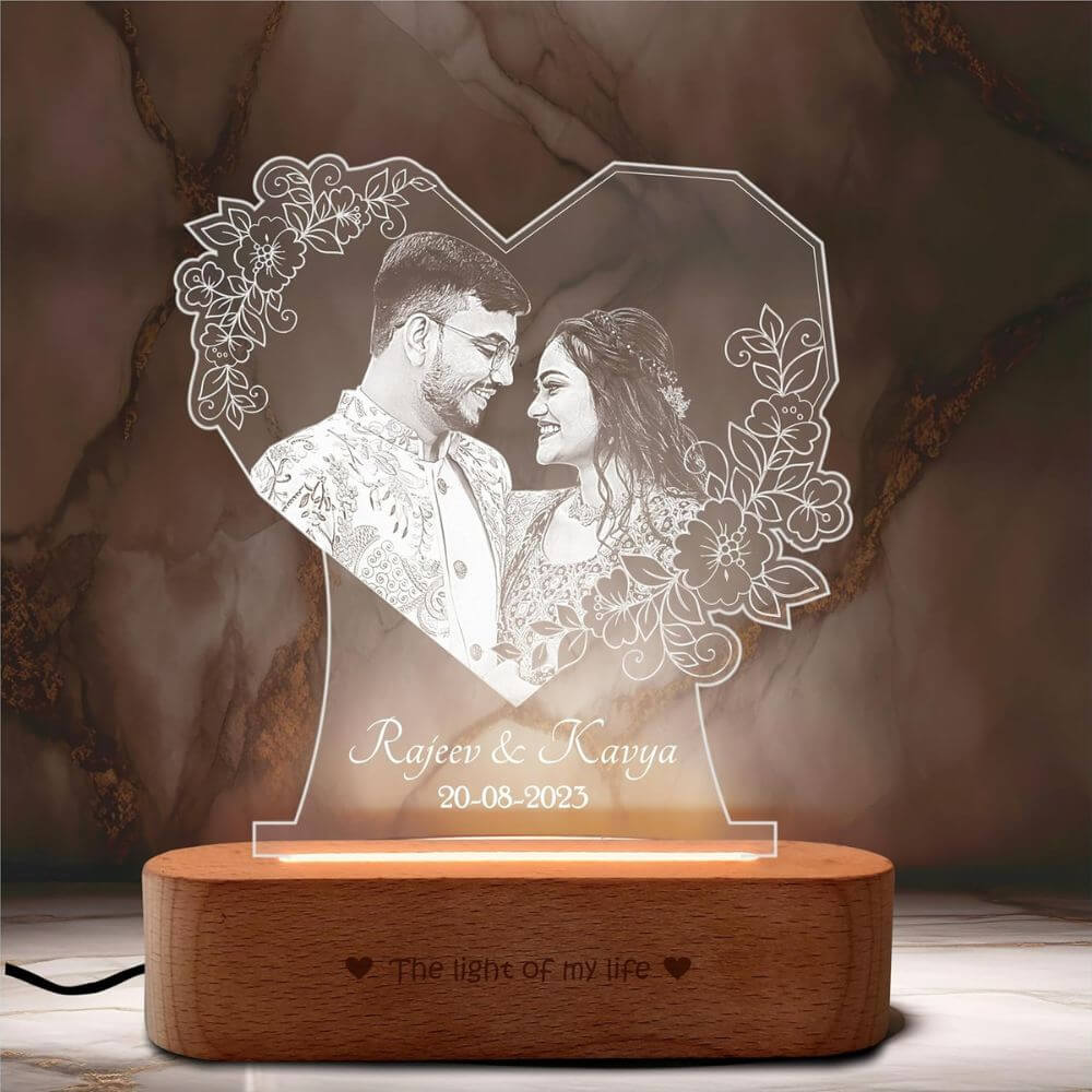 Heart Glow Personalized LED Couple Photo Lamp - 5