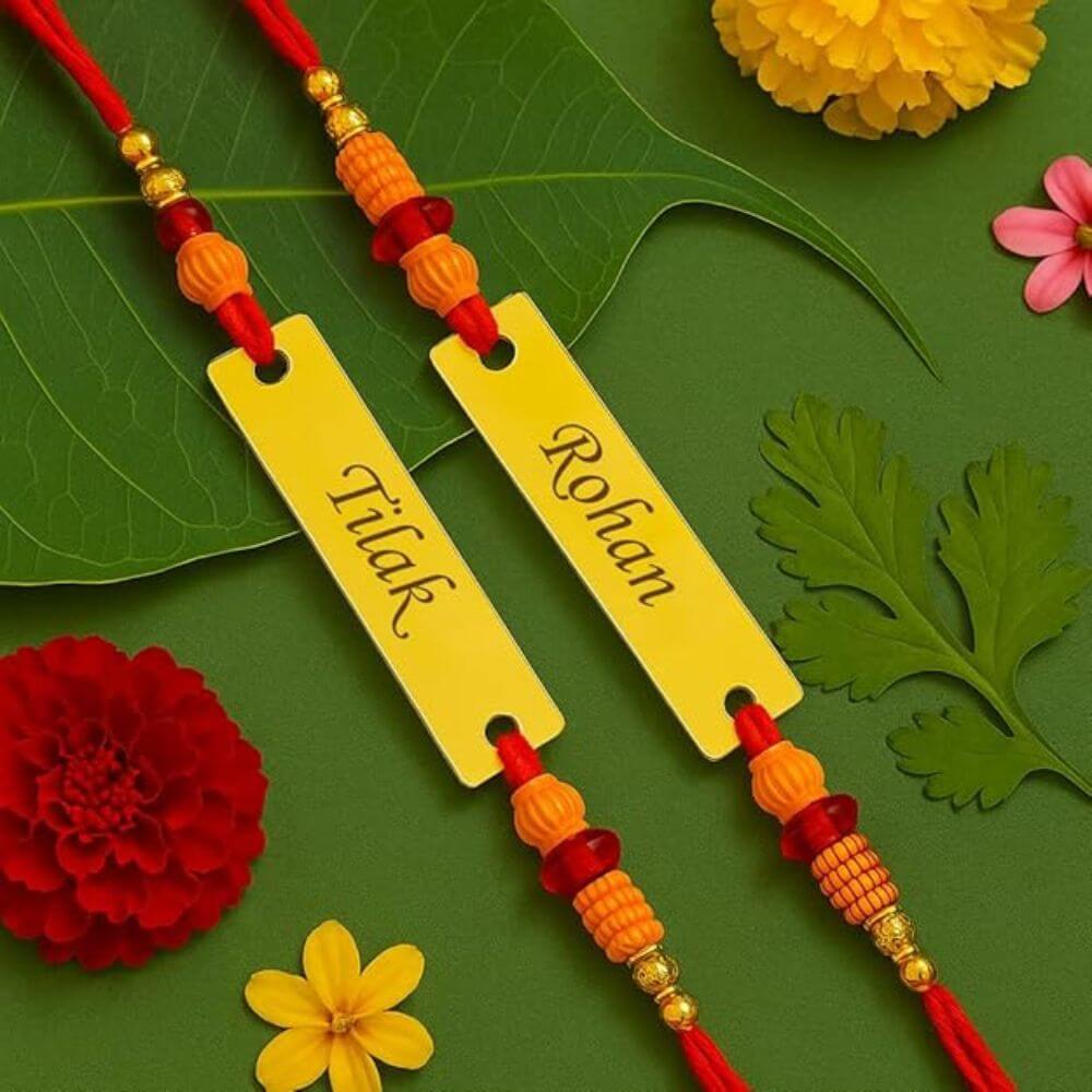 Metal Rakhi With Name Engrave - 3