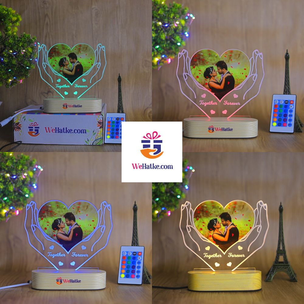 Personalized Hand Holding Couple Photo Special LED Illusion Lamp - 2