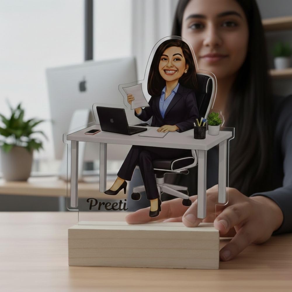 Office Girl Desk Caricature - 3