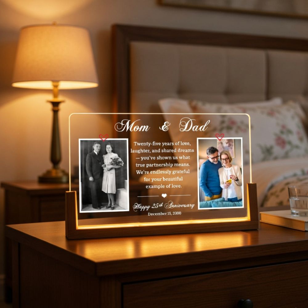 Personalized LED Photo Frame for Mom Dad - 3