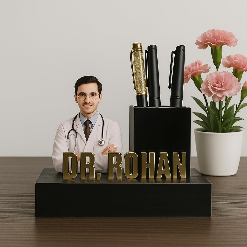 Doctor Name Pen Stand with Photo - 2