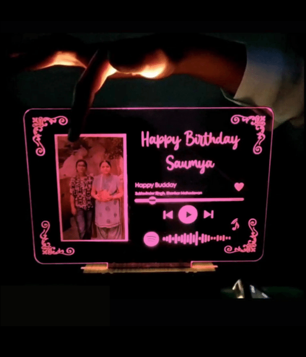 Wehatke LED Customized Spotify with photo & scannable link with musical plaque for birthday anniversary & couple - 3