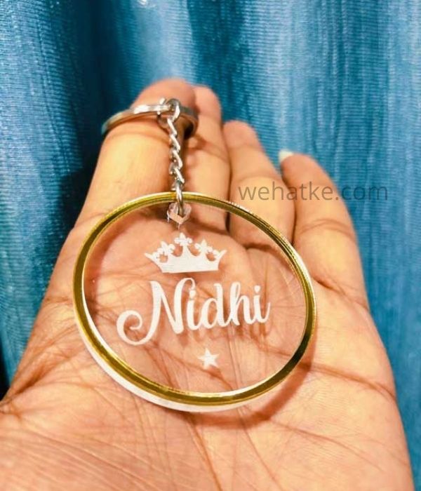 Customized acrylic keychain with golden ring - 2
