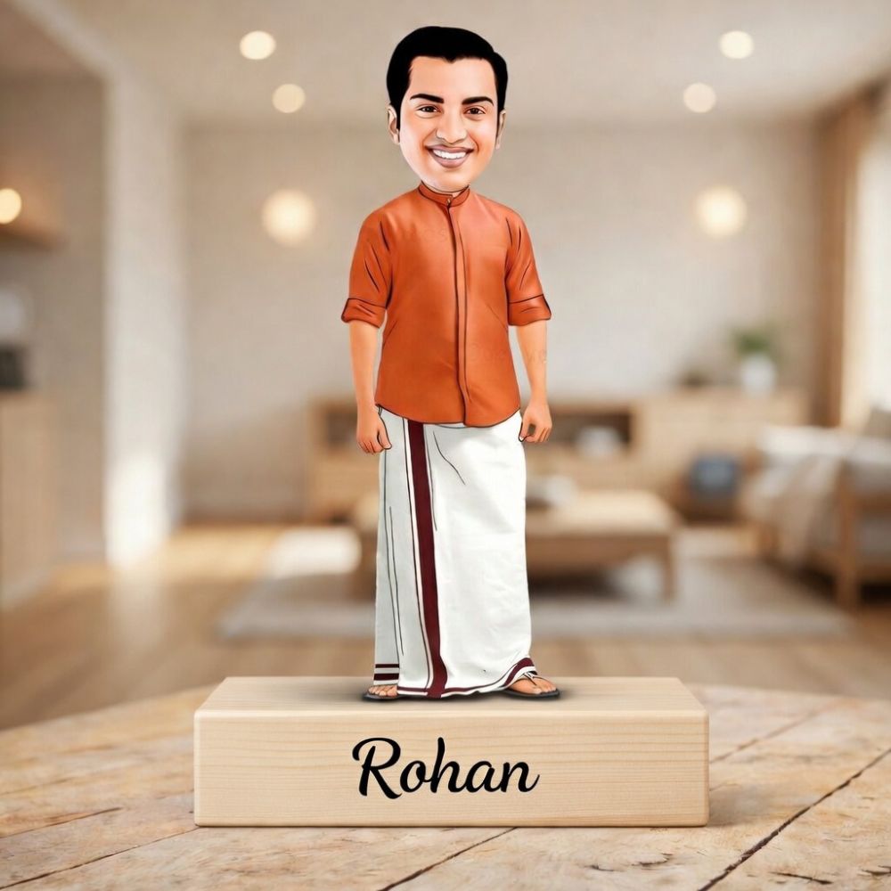 Customized south Indian dhoti kurta caricature - 3