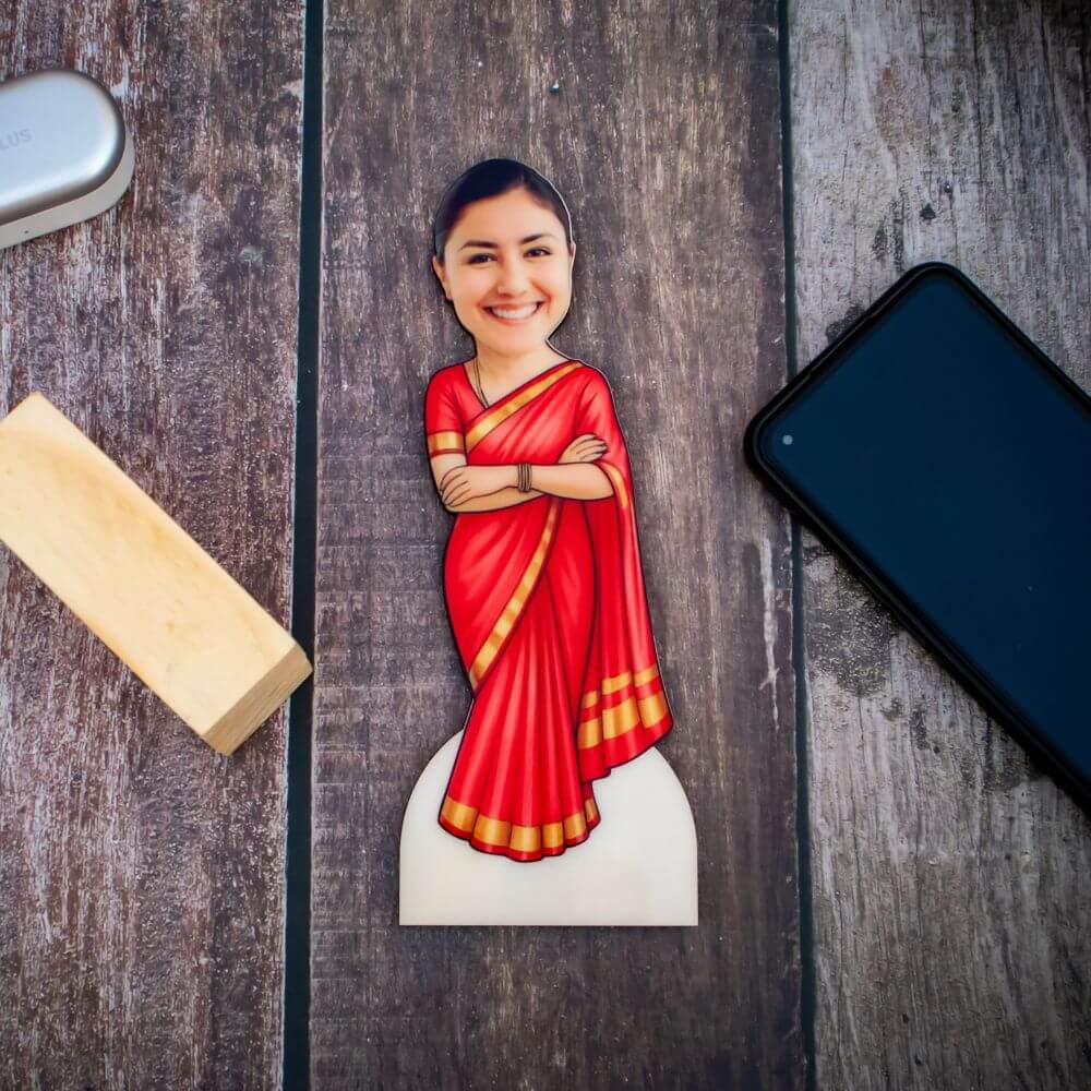 Customized Caricature for Maa in saree - 2