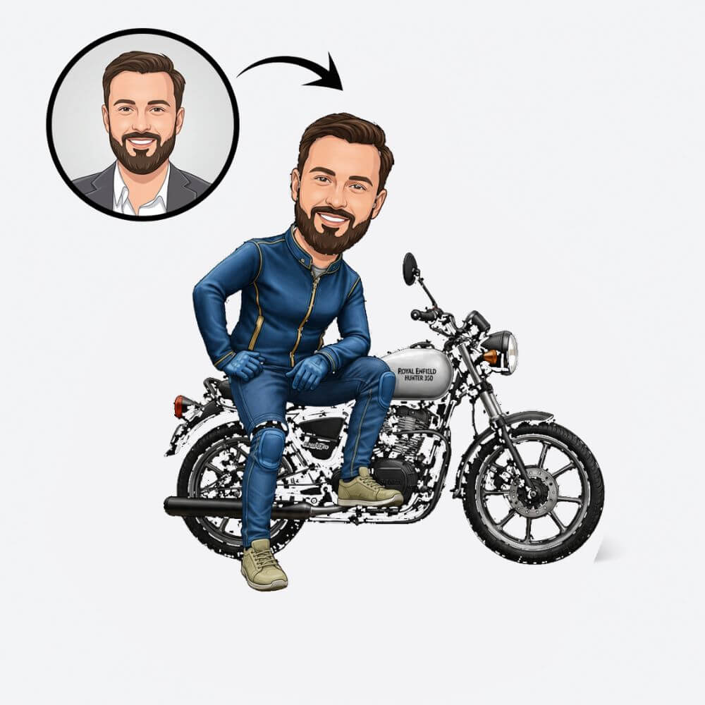 Customized Caricature with Bike for Bike Rider - 6