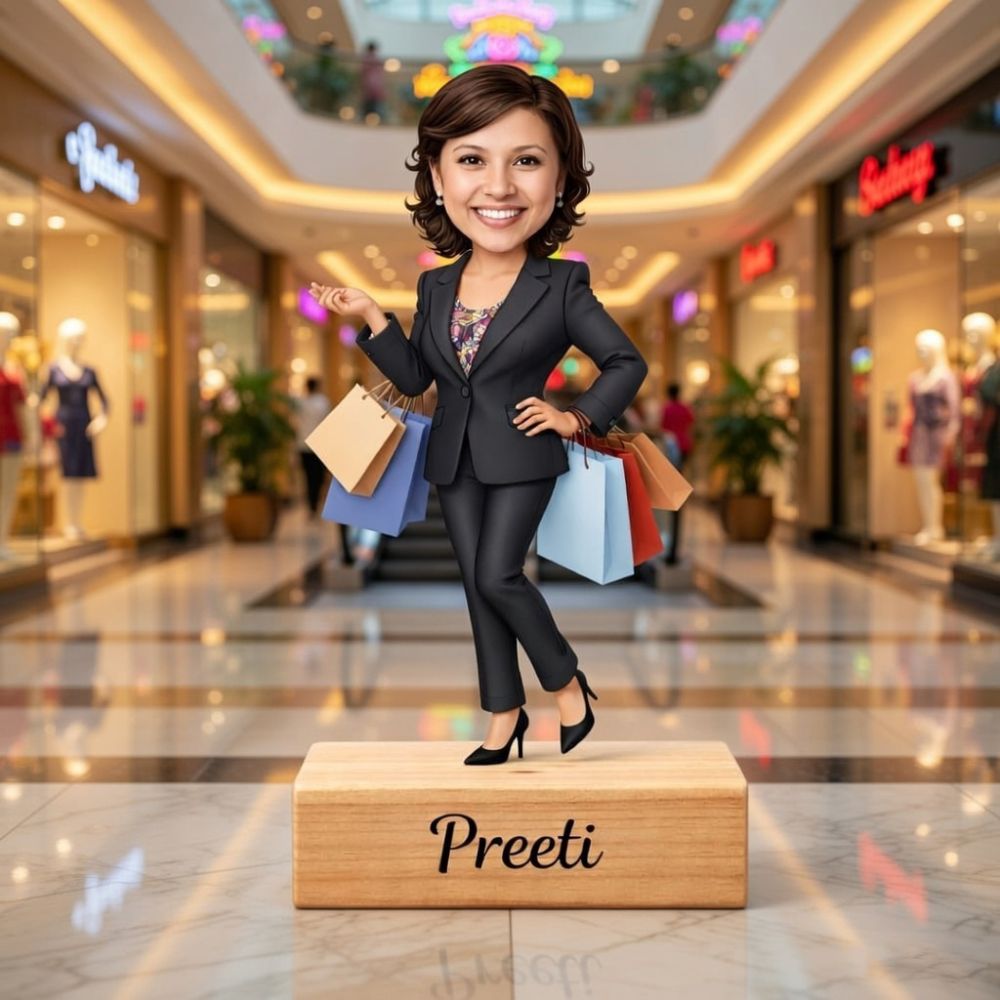 Personalized Female Caricature Wooden Standee - 5