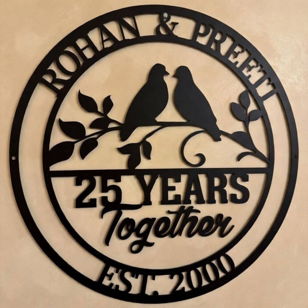 Personalized Anniversary MDF Wall Art with Names & Date - 3