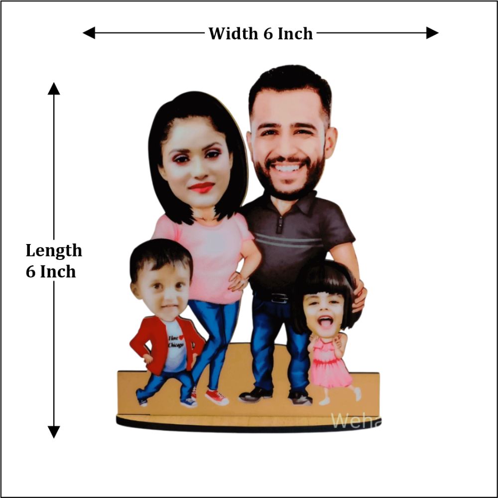 customized family caricature for 4 persons - 5