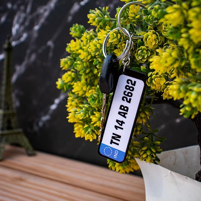 Customized Sublimation Bike & Car Number Plate Keychain - 2