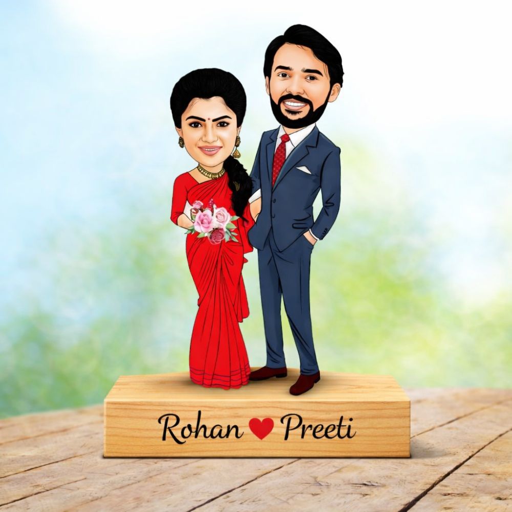 Customized couple caricature photo stand