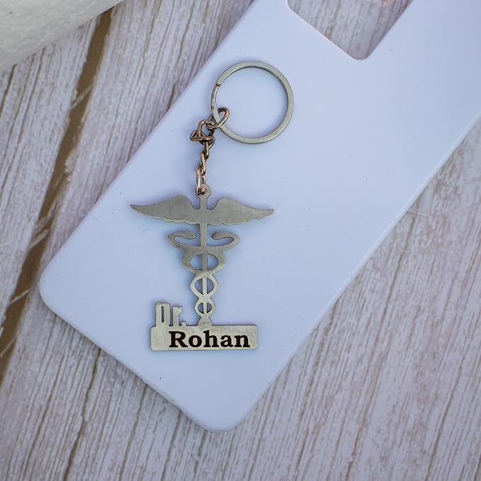 Doctor logo metal keychain With Name - 4