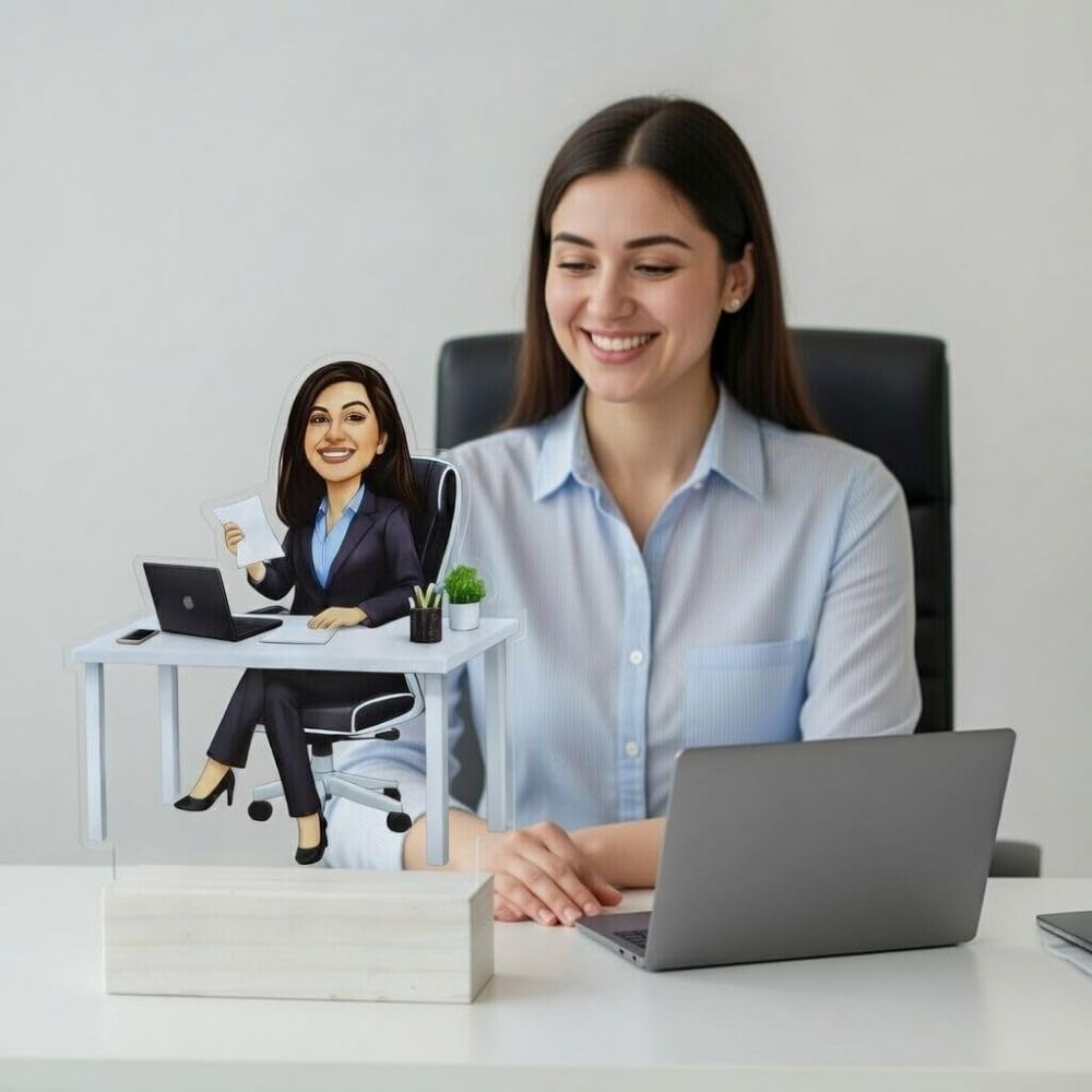 Office Girl Desk Caricature - 2