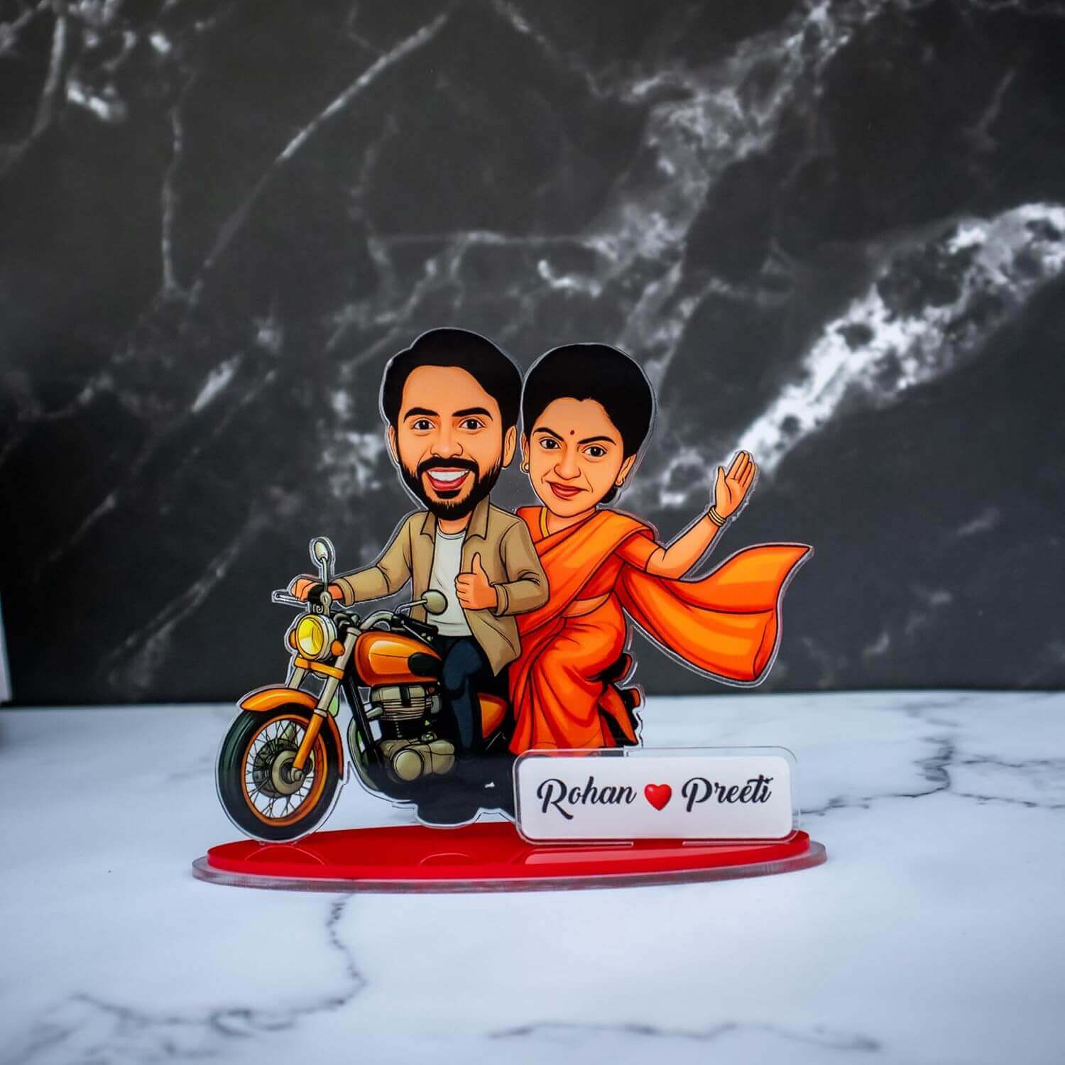 Couple Bike Standee  with Custom Cartoon Faces - 2