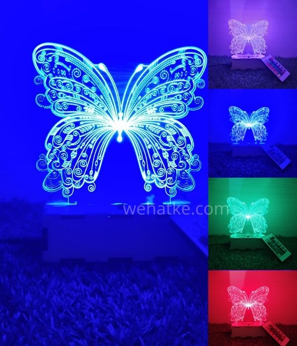 Personalized 3D illusion Butterfly Led Lamp With Remote - 2