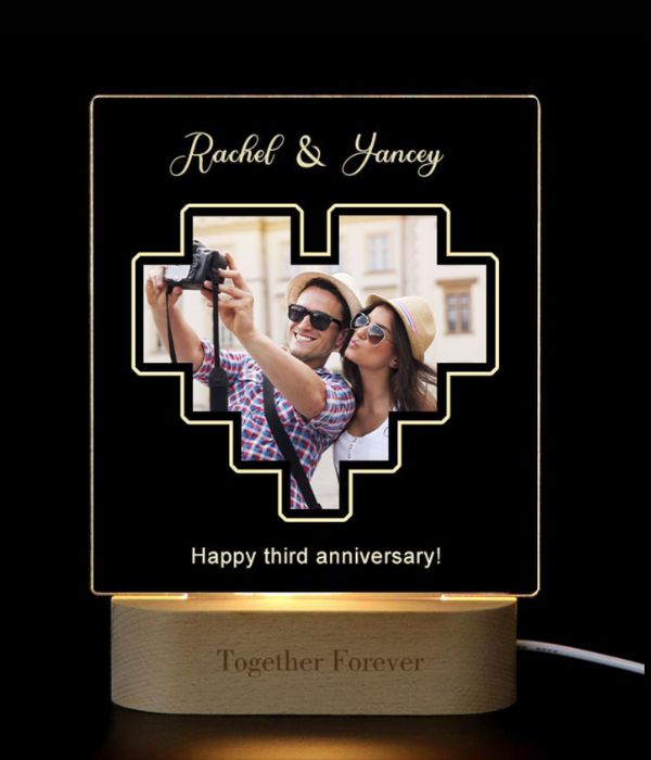 Customized heart frame with attached photo & name - 3