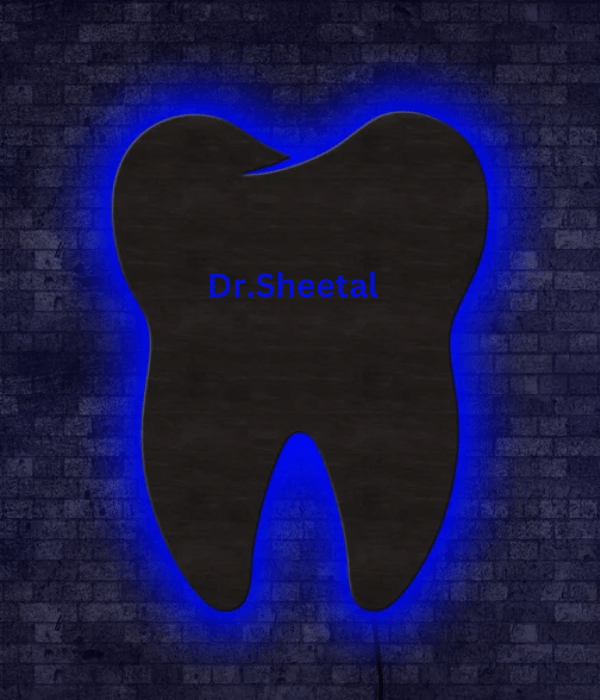 Customized MDF Teeth Led frame with name - 2