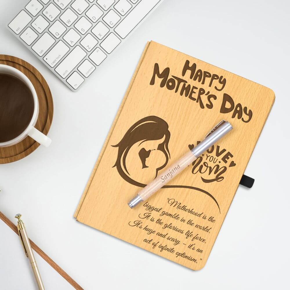 Engraved Wooden Notebook for Mother