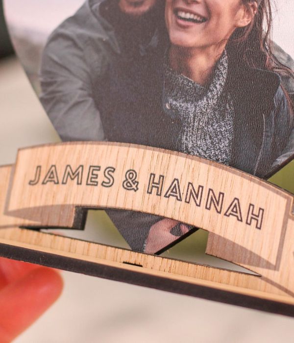 Customized Table Top Heart frame with name & photos - 3