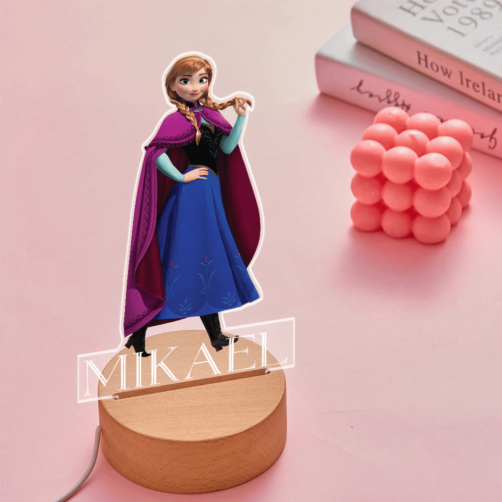 Custom Frozen Anna Night Lamps Kids Acrylic Led Light For Girl With Personalised Name - 2