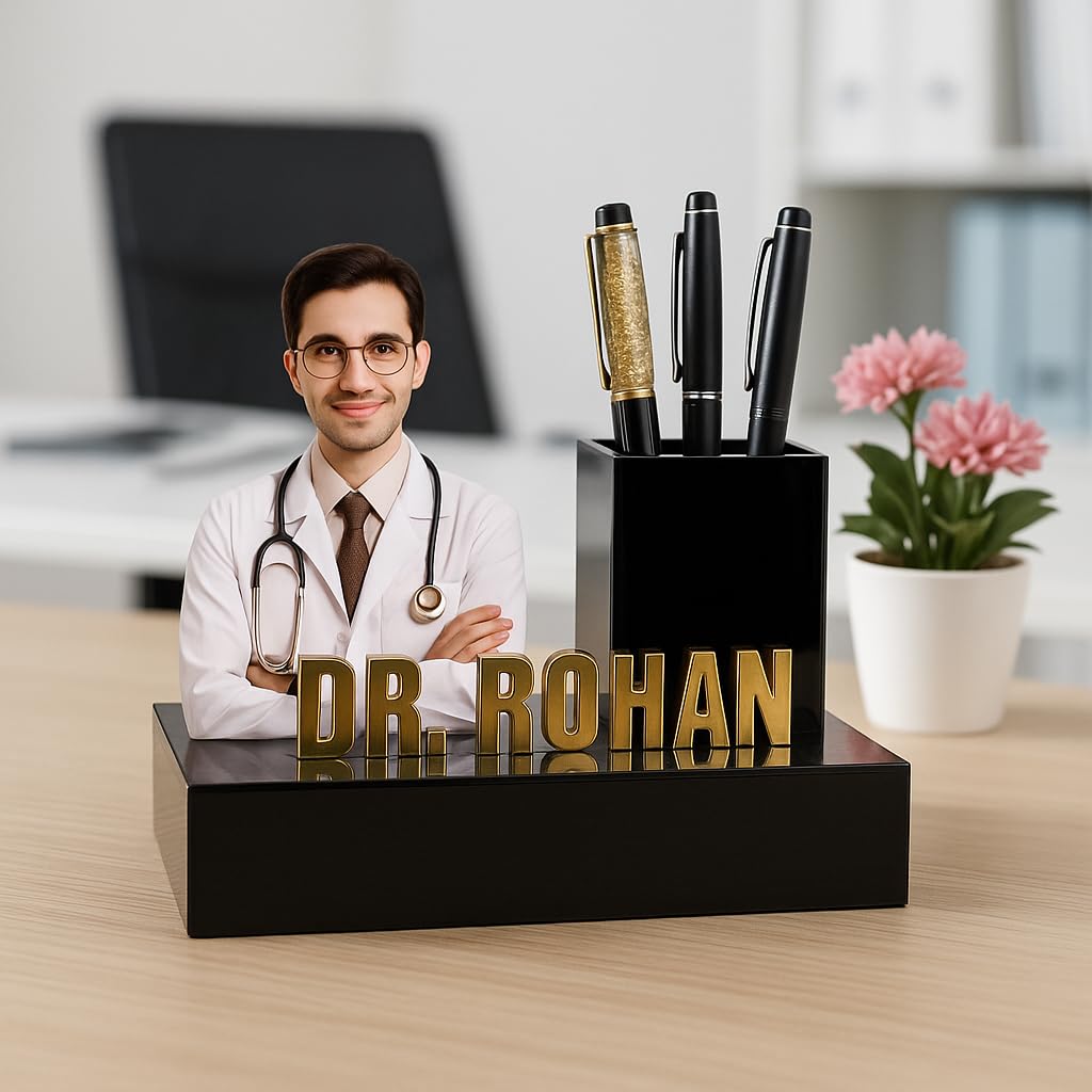 Doctor Name Pen Stand with Photo - 6
