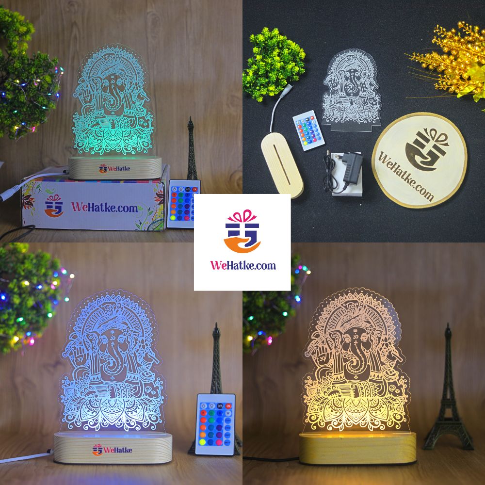 Ganesh ji  with choki 3d illusion lamp - 2