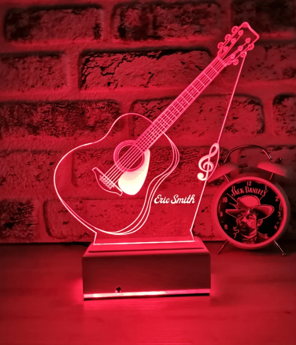 Customized 3d Acrylic Guitar Lamp with name - 2