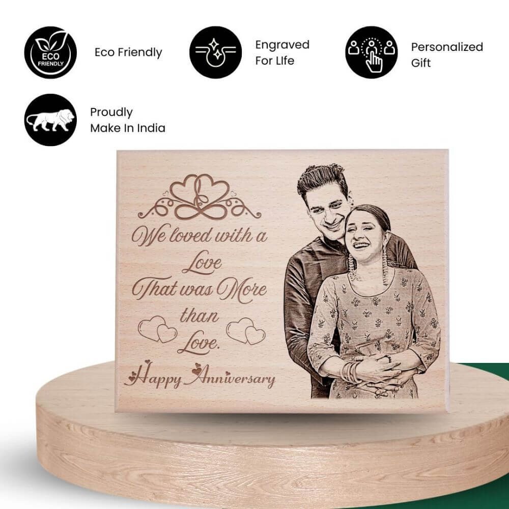 Engraved Wooden Anniversary Plaque Gift - 3