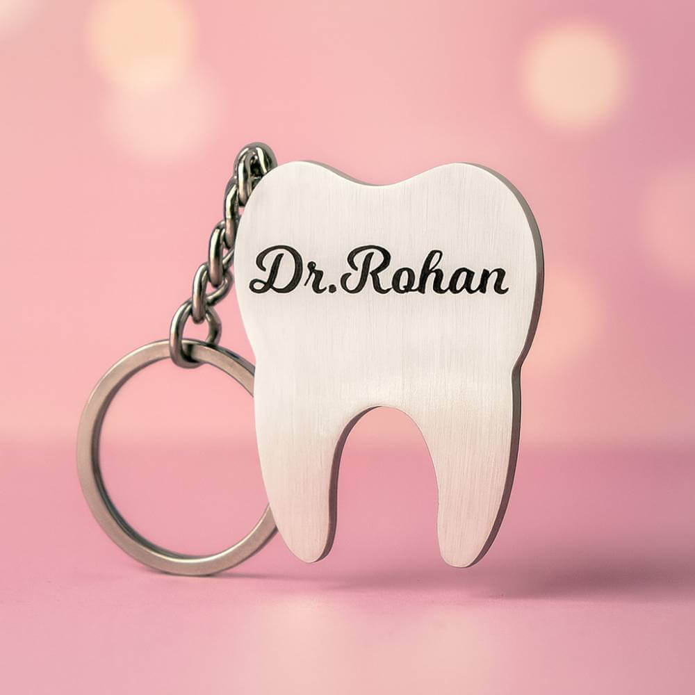 Personalized Dentist Tooth Shape Keychain - 4