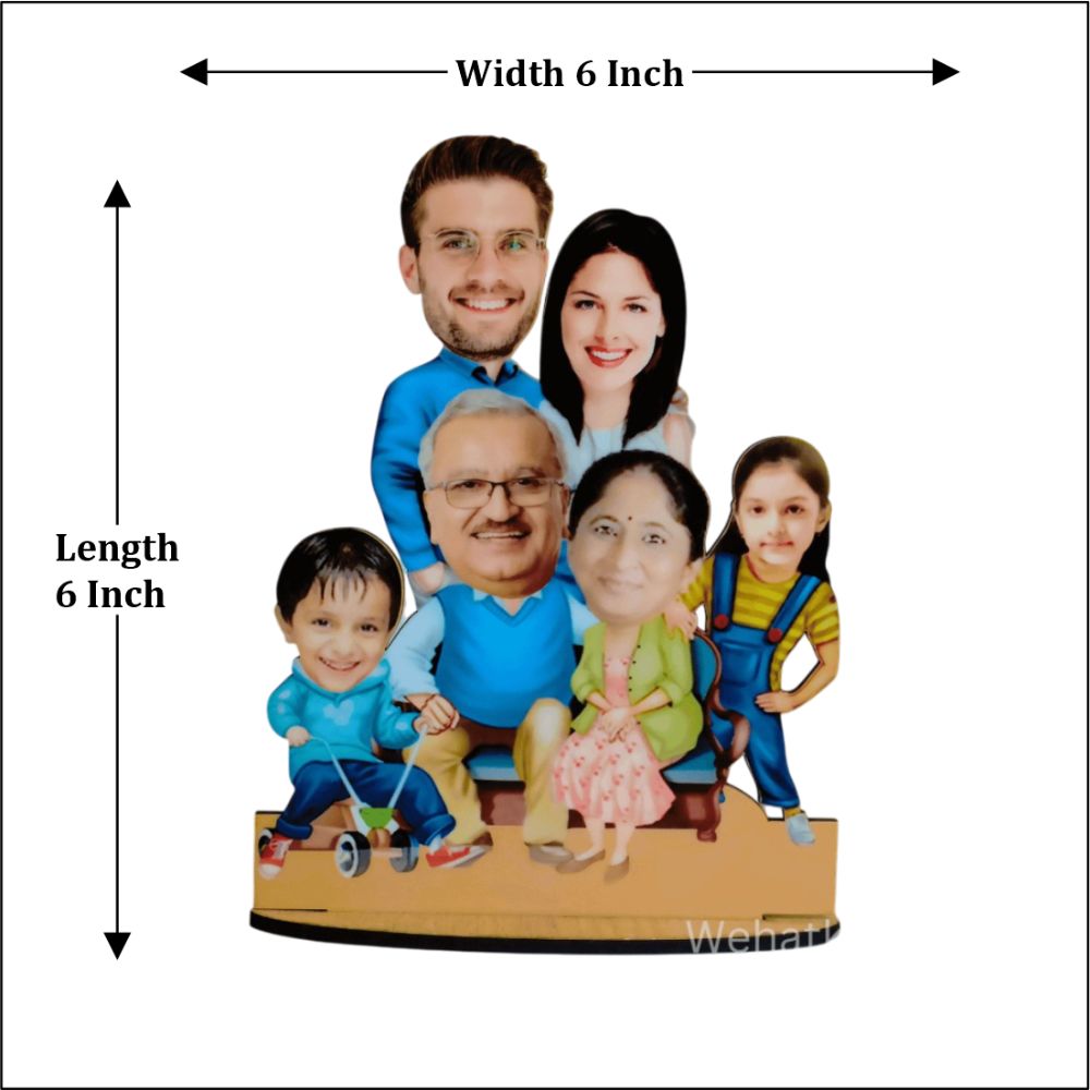 Customized Family Caricature For 6 Persons - 7