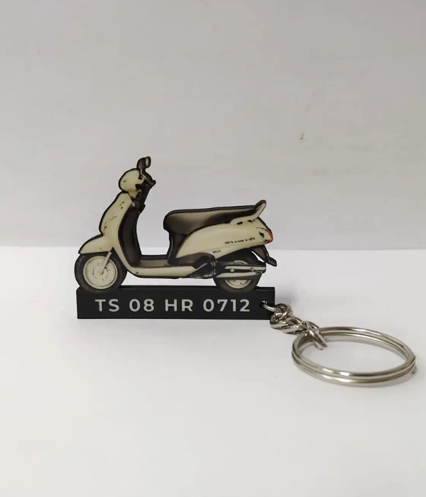 Customized Scooty keychain with photo and number - 2