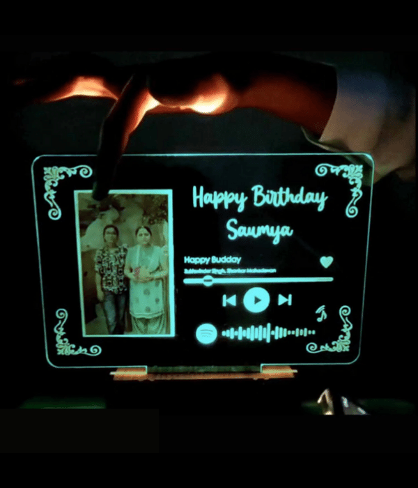 Wehatke LED Customized Spotify with photo & scannable link with musical plaque for birthday anniversary & couple - 2