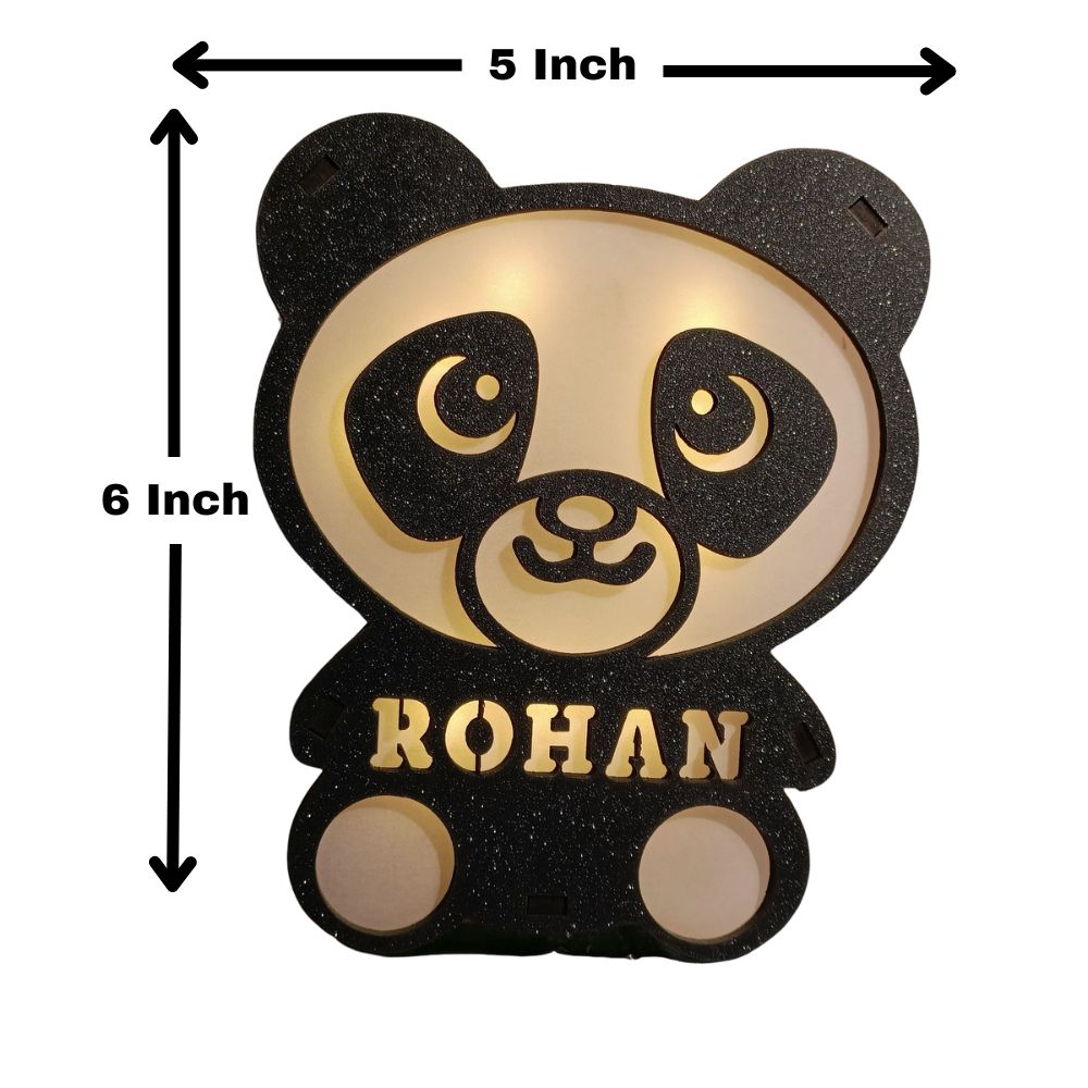 Personalized Wooden Panda Lamp With Name - 2