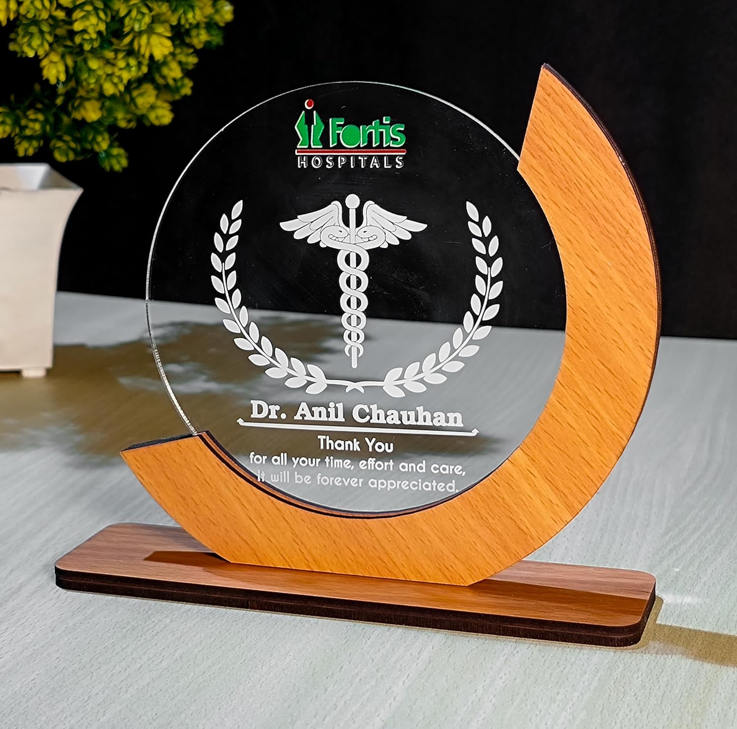 Corporate Wooden & Acrylic Round Trophy - 3