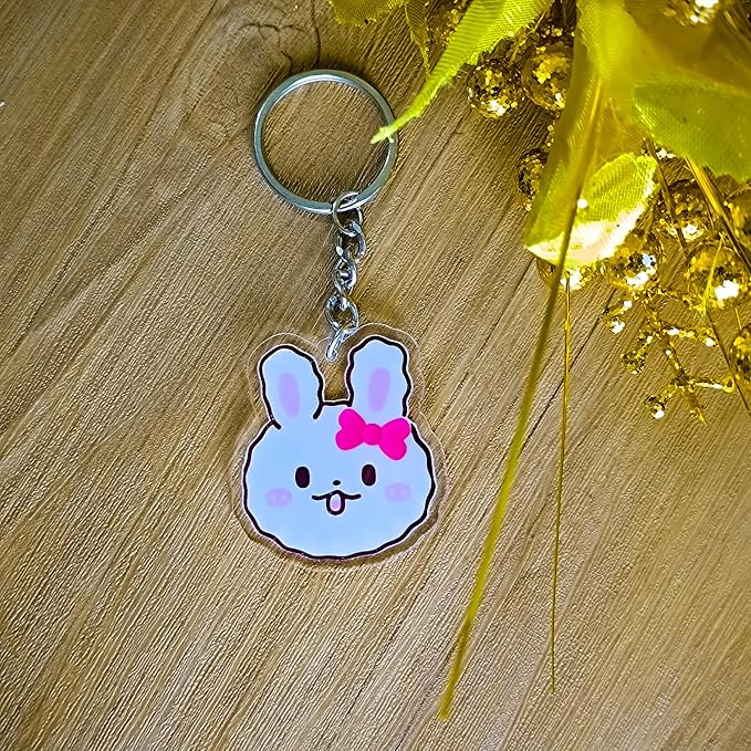 Cute rabbit acrylic keychain - 4