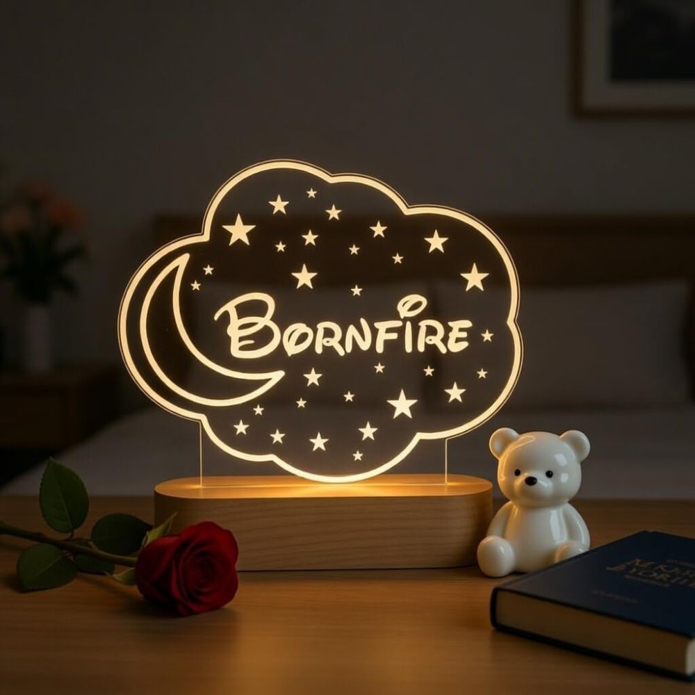 Personalized Moon & Stars LED Lamp with Name - 3