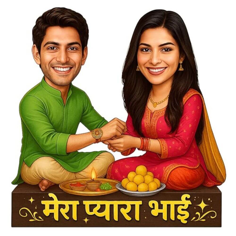 Custom Brother-Sister Rakhi Caricature Standee-Mera Pyara Bhai