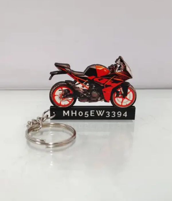 Customized Bike keychain with photo and number