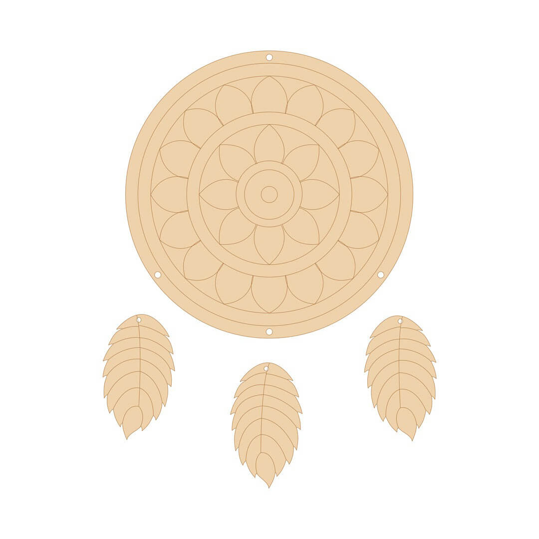 Mandala Lippan Dream Catcher With Feathers Pre-Marked