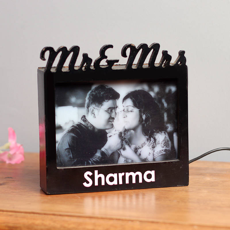 Customized LED Mr & Mrs Frame  with Name & Photo