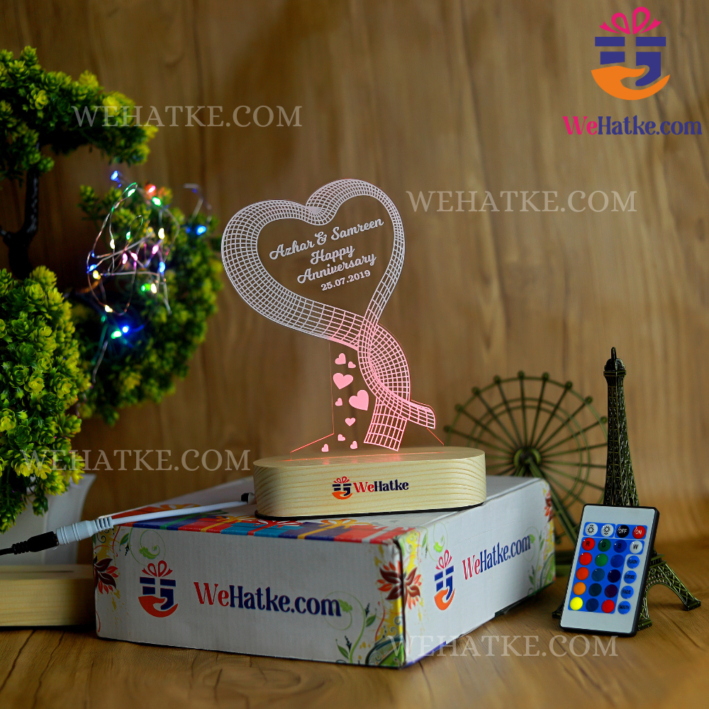 Heart Shape 3d illusion lamp Love gift