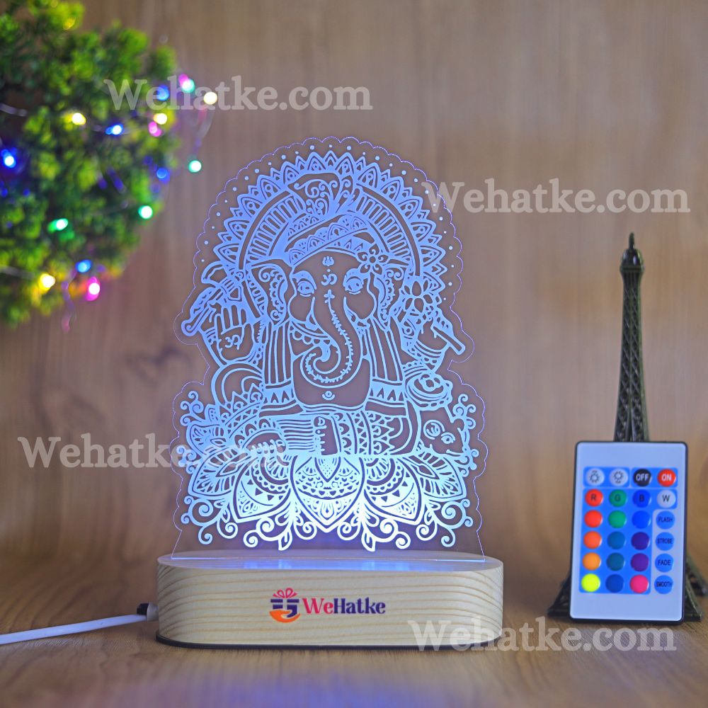 Ganesh ji  with choki 3d illusion lamp