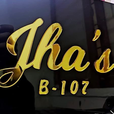 Customized Door Name Plate With Golden Acrylic Letters For