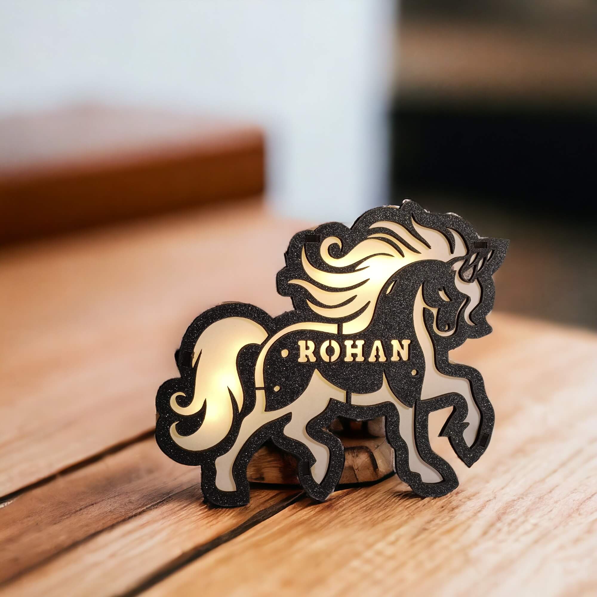 Personalized Wooden Unicorn Lamp With Name