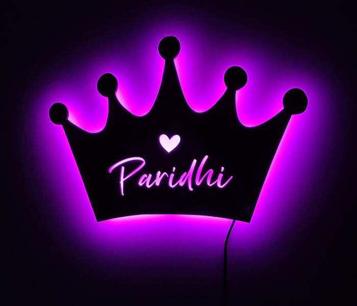 Customized Crown wall Hanging Led Frame with Name