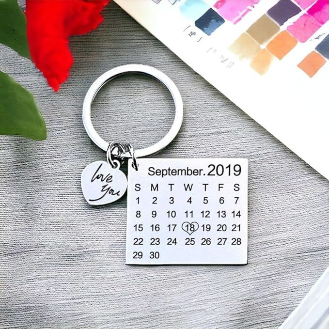 Metal Keychain With Calendar & Name double sided
