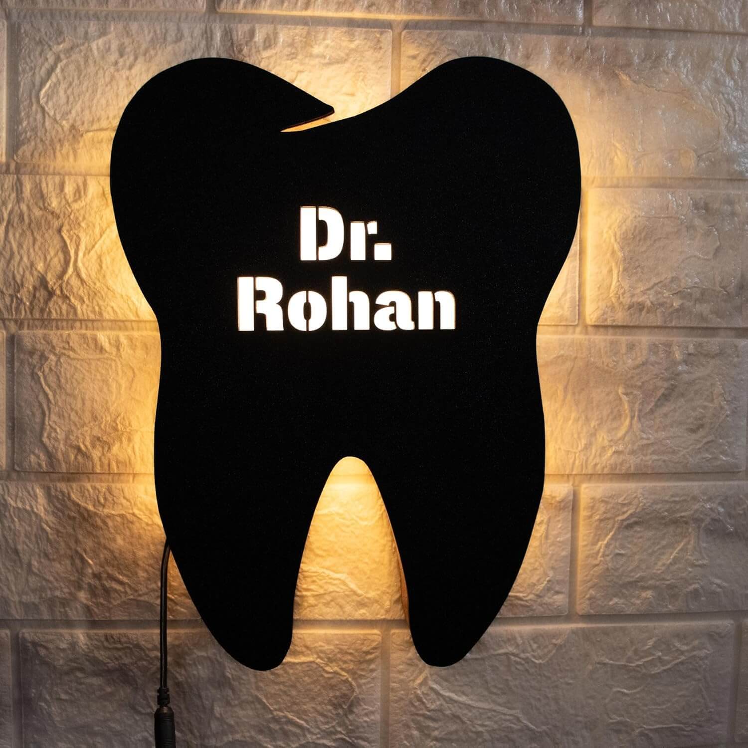 Customized MDF Teeth Led frame with name