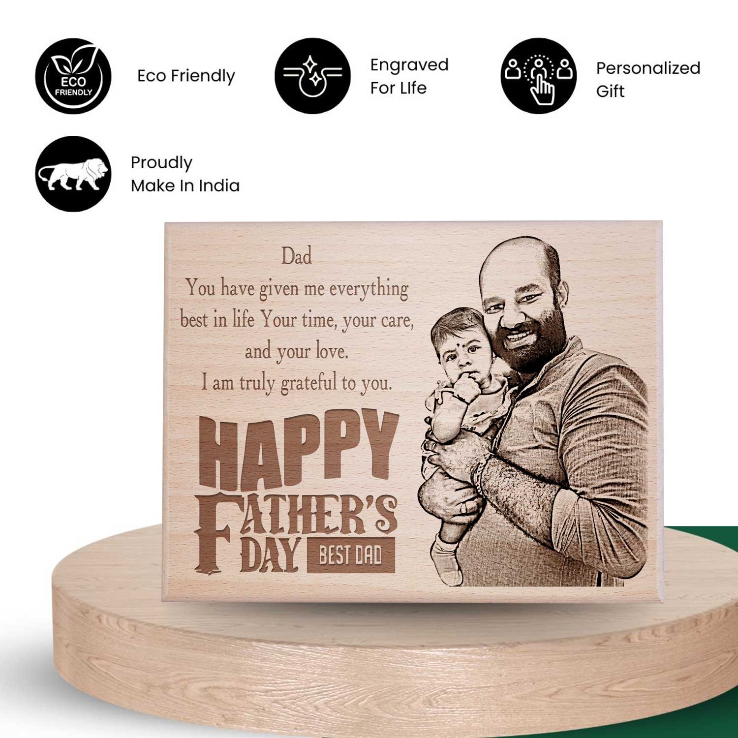 Happy Father’s Day Engraved Wooden Photo Frame
